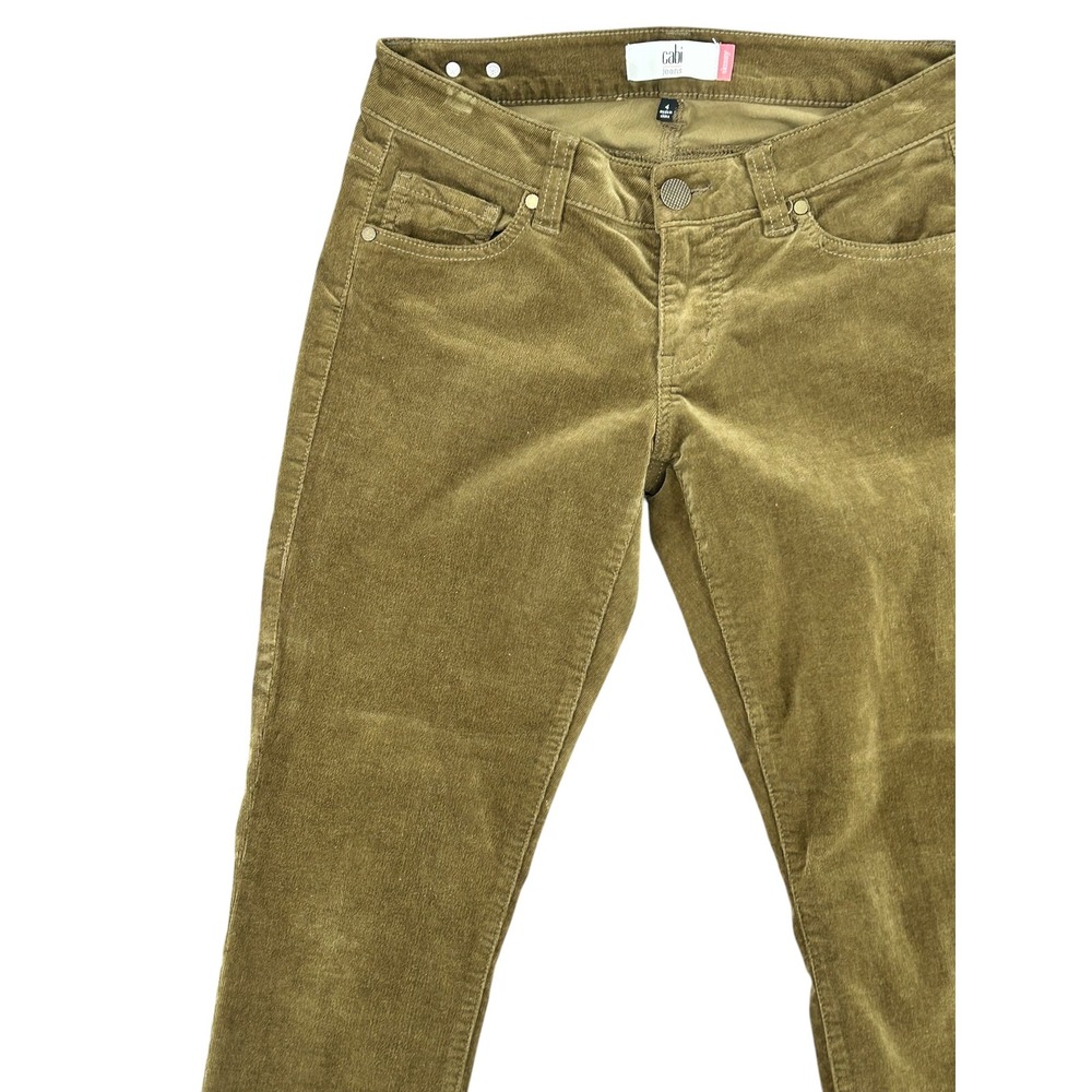 Cabi Skinny Corduroy Pants Womens Size 4 Olive Green Stretch Casual 3567 - Picture 3 of 7